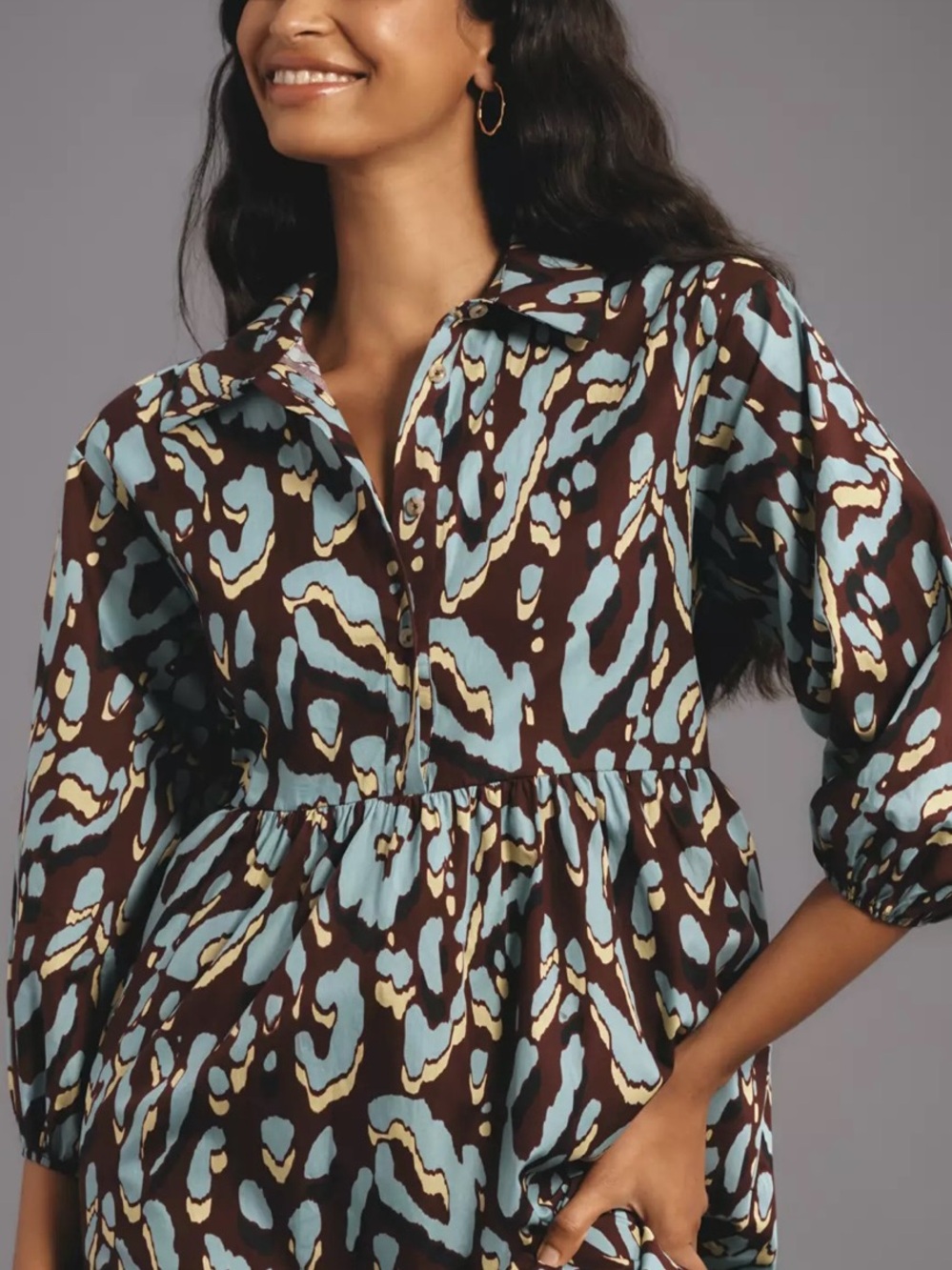Anthropologie Maeve The Bettina Tiered Midi Shirtdress - Abstract Size XL - Picture 2 of 7